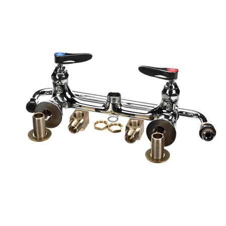 T&S Brass 8 Wall Mount Faucet, 1/2 Npt Elbows, 12 Swing N B-0231-02